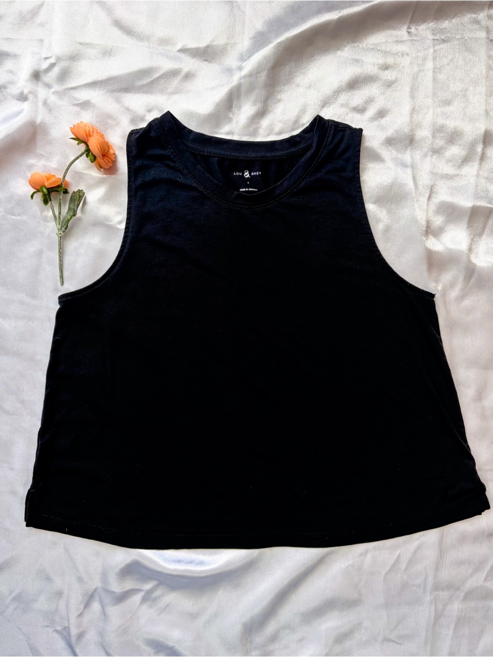 Lou & Grey Black Sleeveless Tank Top Soft Stretch Minimalist Basic S